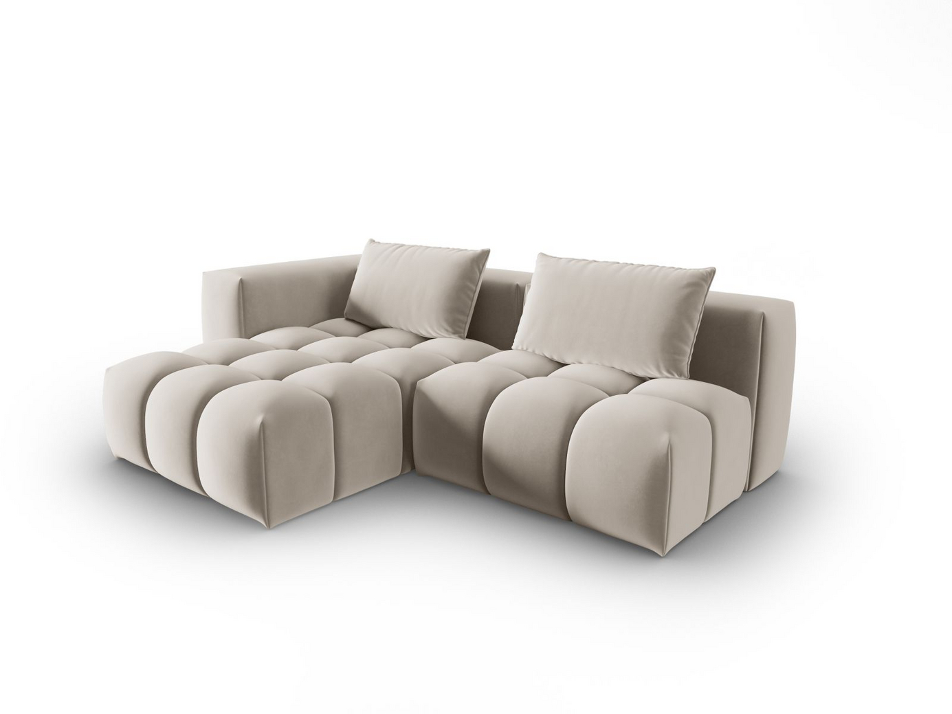 Cosmopolitan Design venstrevendt fløyelsmodulhjørnesofa, "Verona", 3-seter, 205 × 145 × 70 cm, Casino, svarte plastben