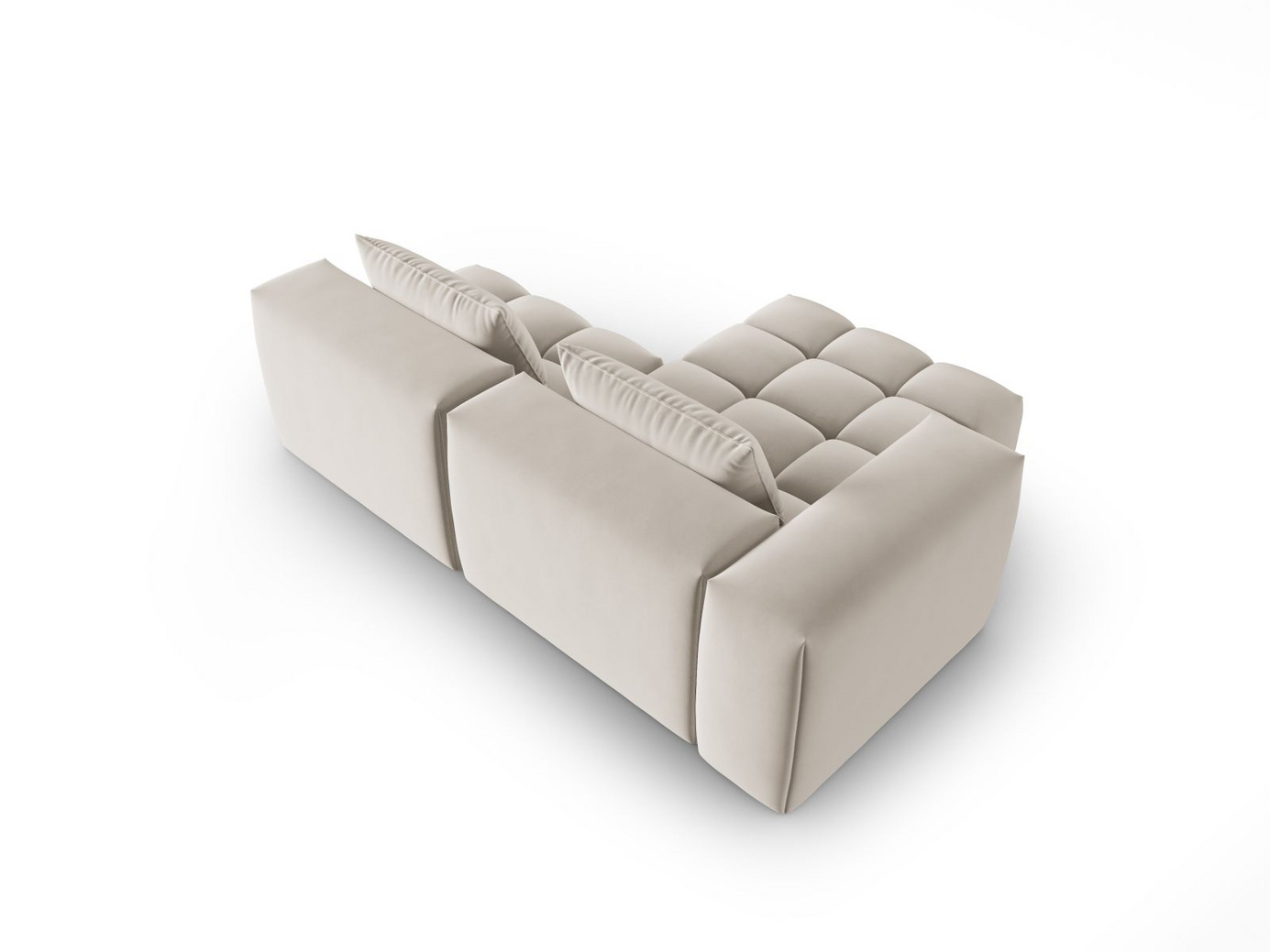 Cosmopolitan Design venstrevendt fløyelsmodulhjørnesofa, "Verona", 3-seter, 205 × 145 × 70 cm, Casino, svarte plastben