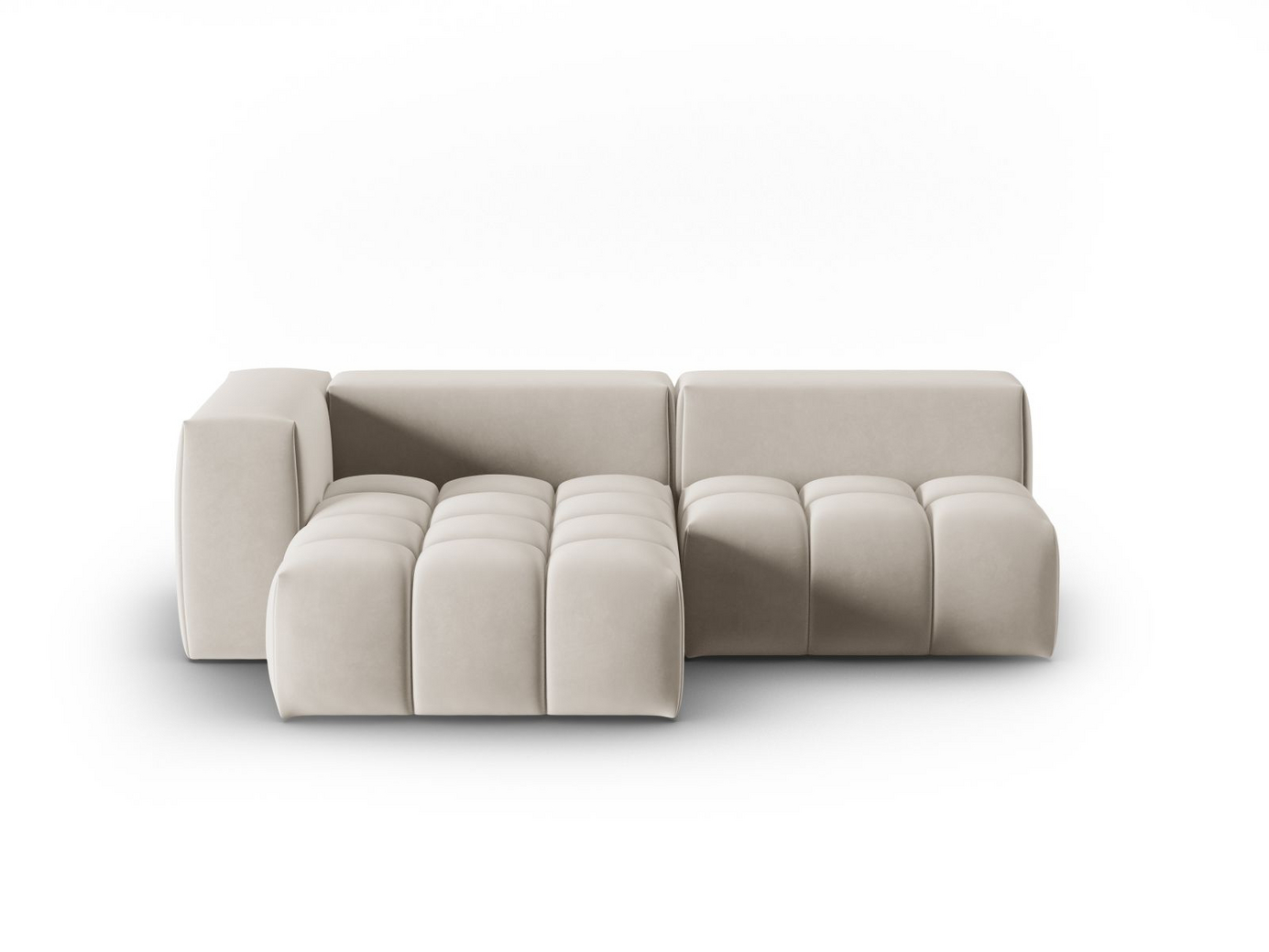 Cosmopolitan Design venstrevendt fløyelsmodulhjørnesofa, "Verona", 3-seter, 205 × 145 × 70 cm, Casino, svarte plastben
