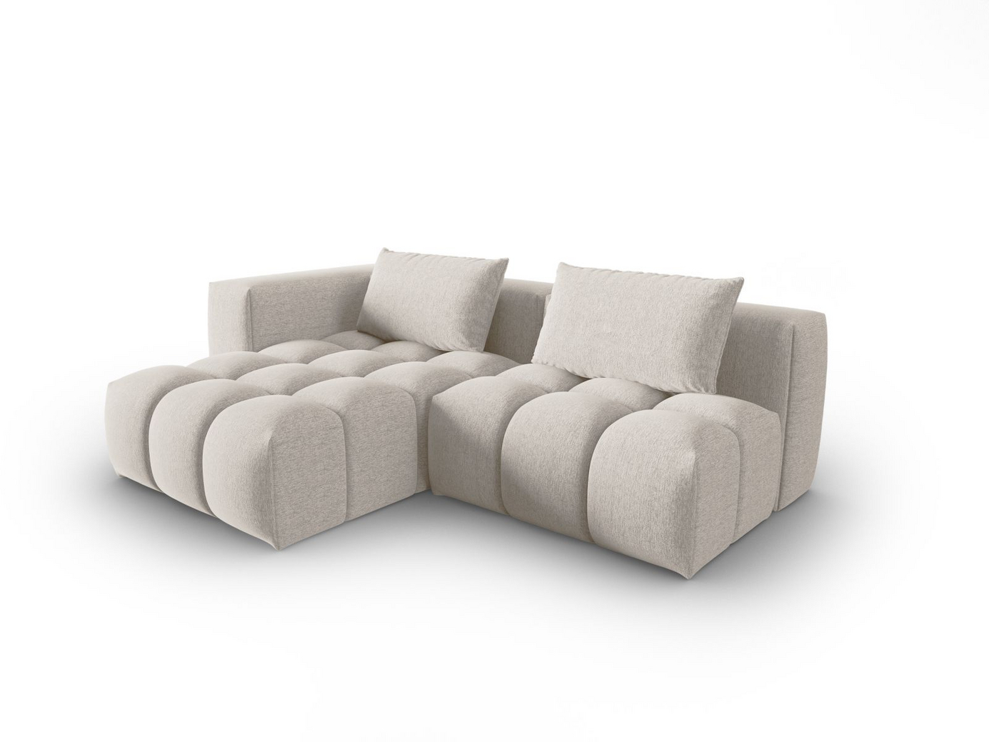 Cosmopolitan Design venstrevendt modulhjørnesofa, "Verona", 3-seter, 205 × 145 × 70 cm, Sorella, svarte plastben