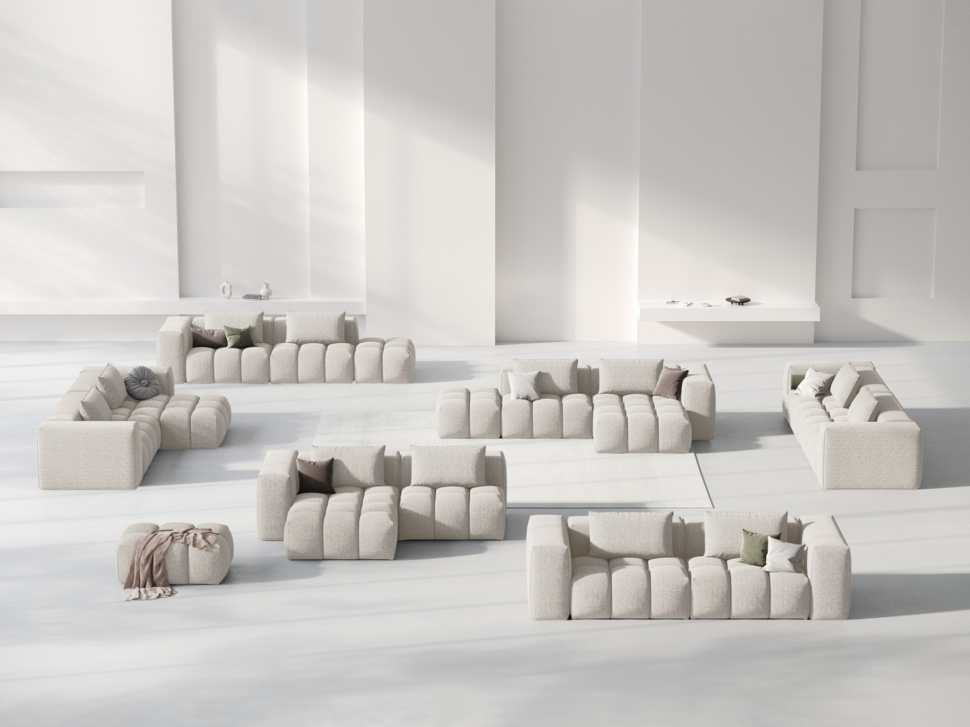 Cosmopolitan Design venstrevendt modulhjørnesofa, "Verona", 3-seter, 205 × 145 × 70 cm, Sorella, svarte plastben