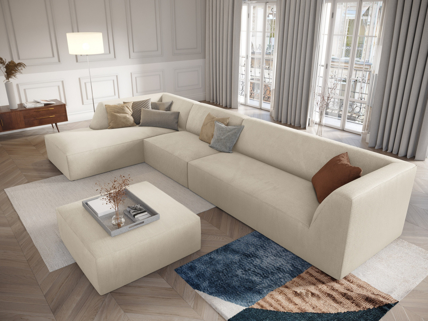 Cosmopolitan Design puff, "Siena", 1-seter, 93 × 93 × 40 cm, Scala, svarte plastben