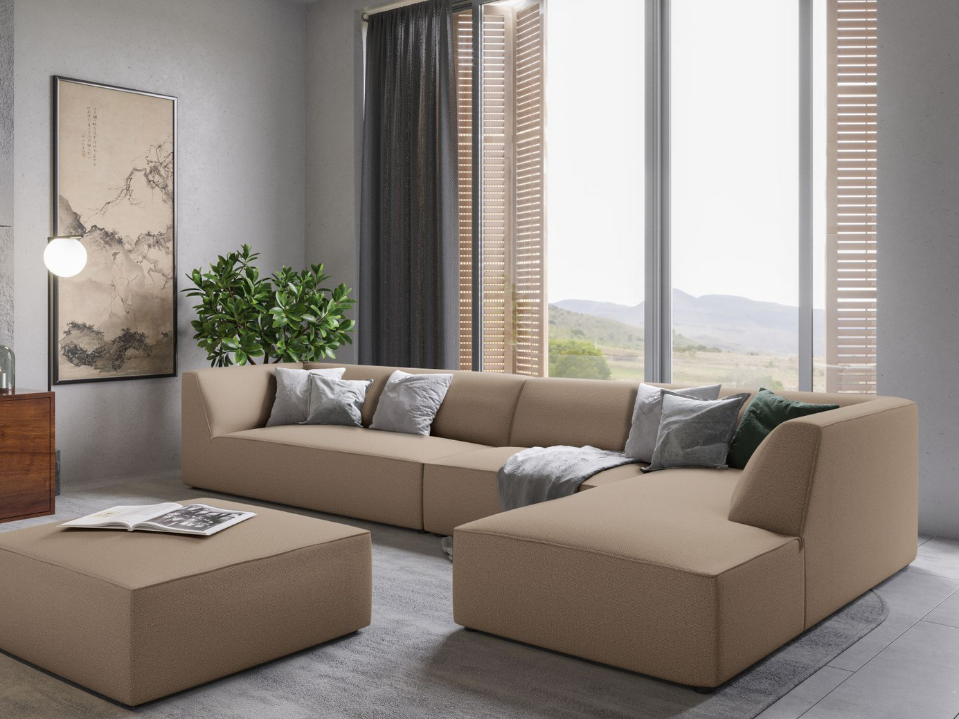 Cosmopolitan Design puff, "Siena", 1-seter, 93 × 93 × 40 cm, Ottawa, svarte plastben