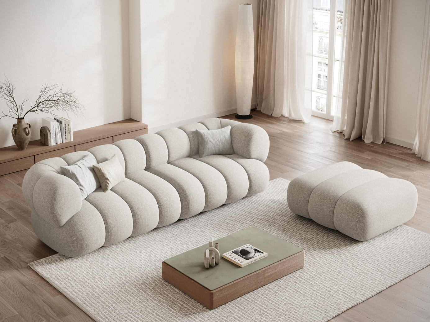 Cosmopolitan Design puff, "Koge", 1-seter, 95 × 95 × 40 cm, Eden 10, svarte plastben