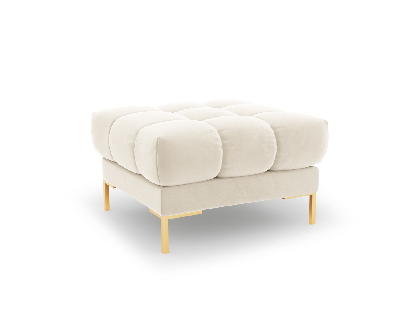 Cosmopolitan Design fløyelspuff, "Bali", 1-seter, 60 × 60 × 41 cm, Bluvel, gullfargede metallben