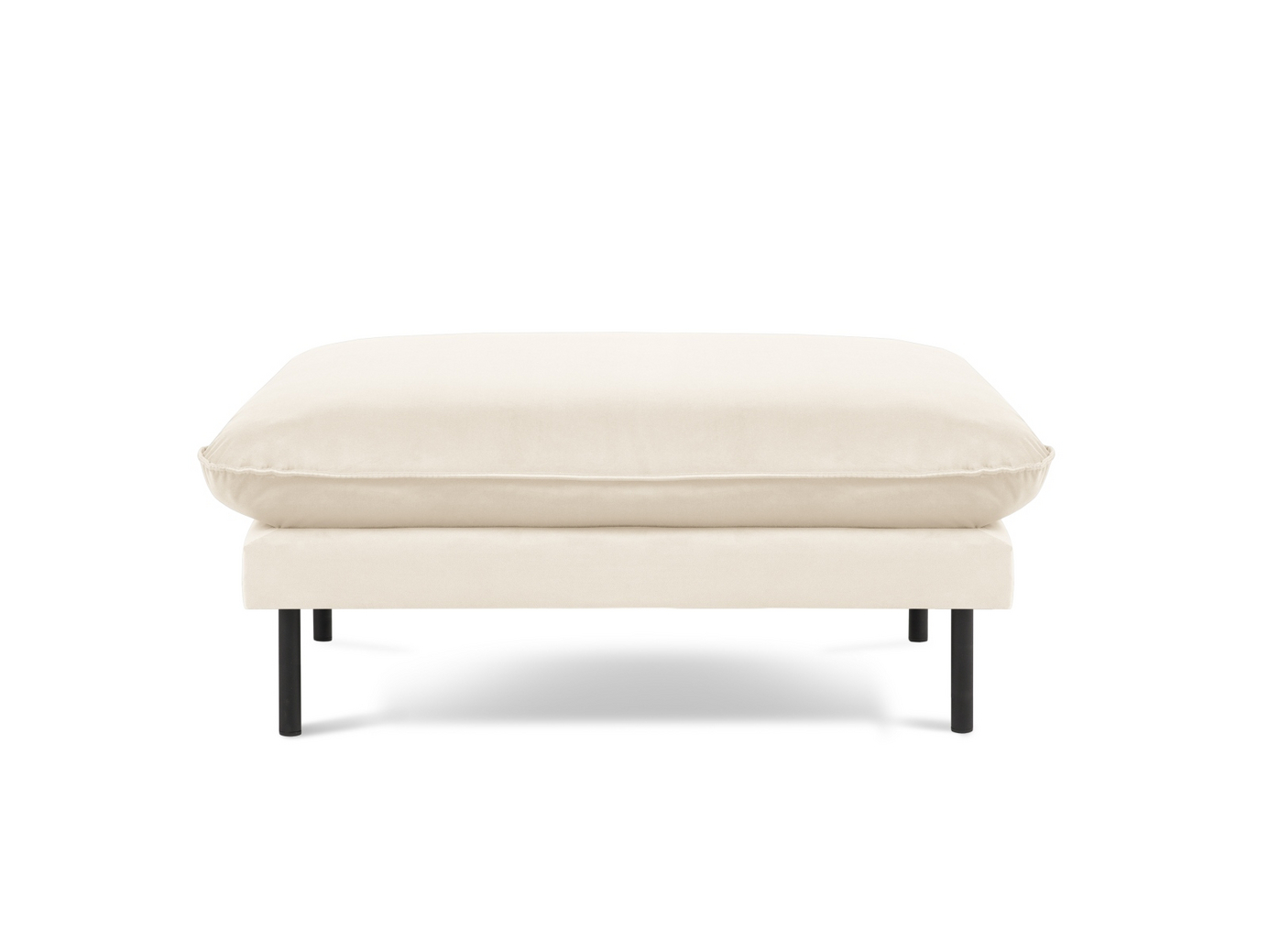 Cosmopolitan Design fløyelspuff, "Vienna", 1-seter, 93 × 73 × 43 cm, Bluvel, svarte metallben