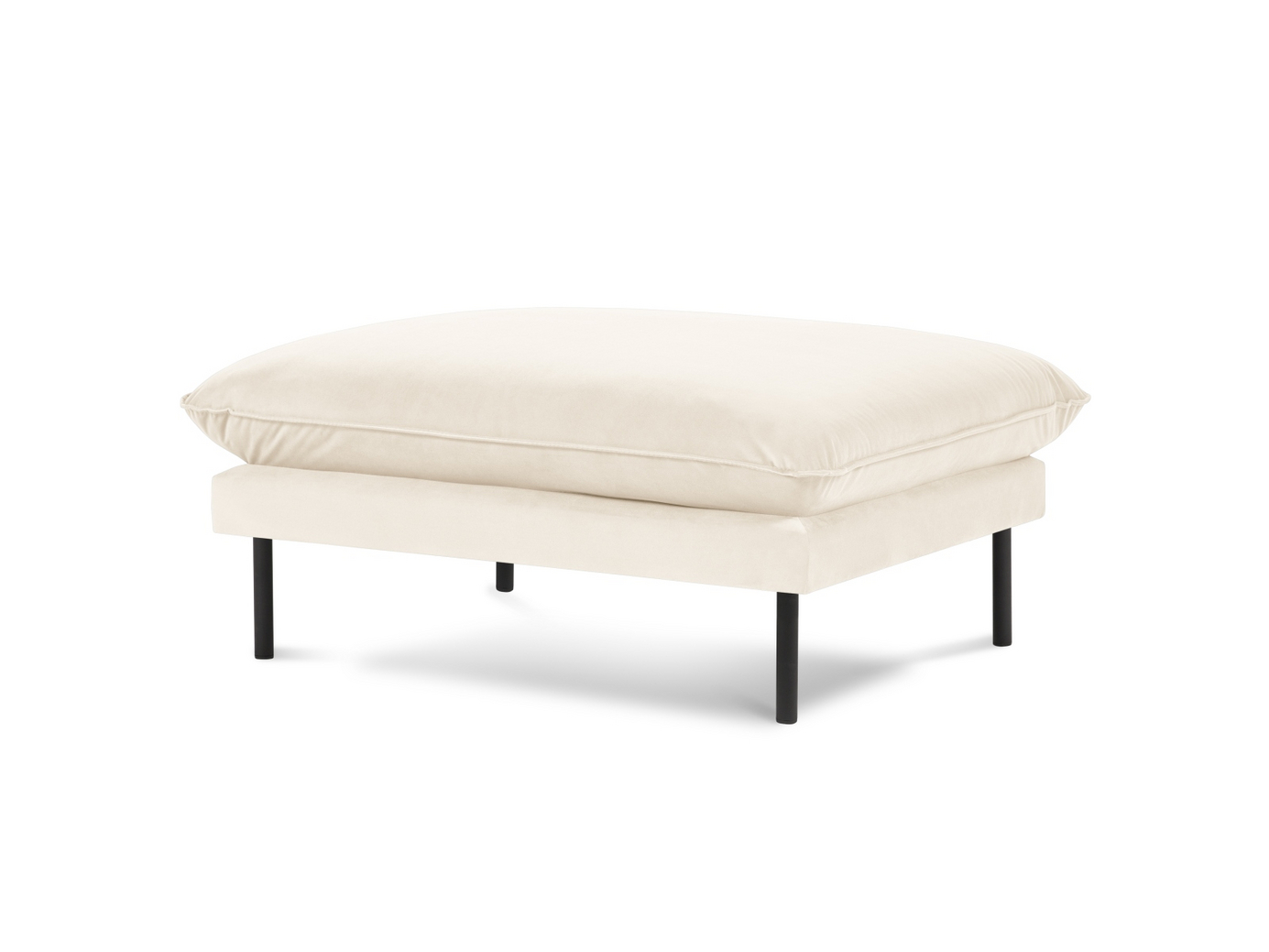 Cosmopolitan Design fløyelspuff, "Vienna", 1-seter, 93 × 73 × 43 cm, Bluvel, svarte metallben