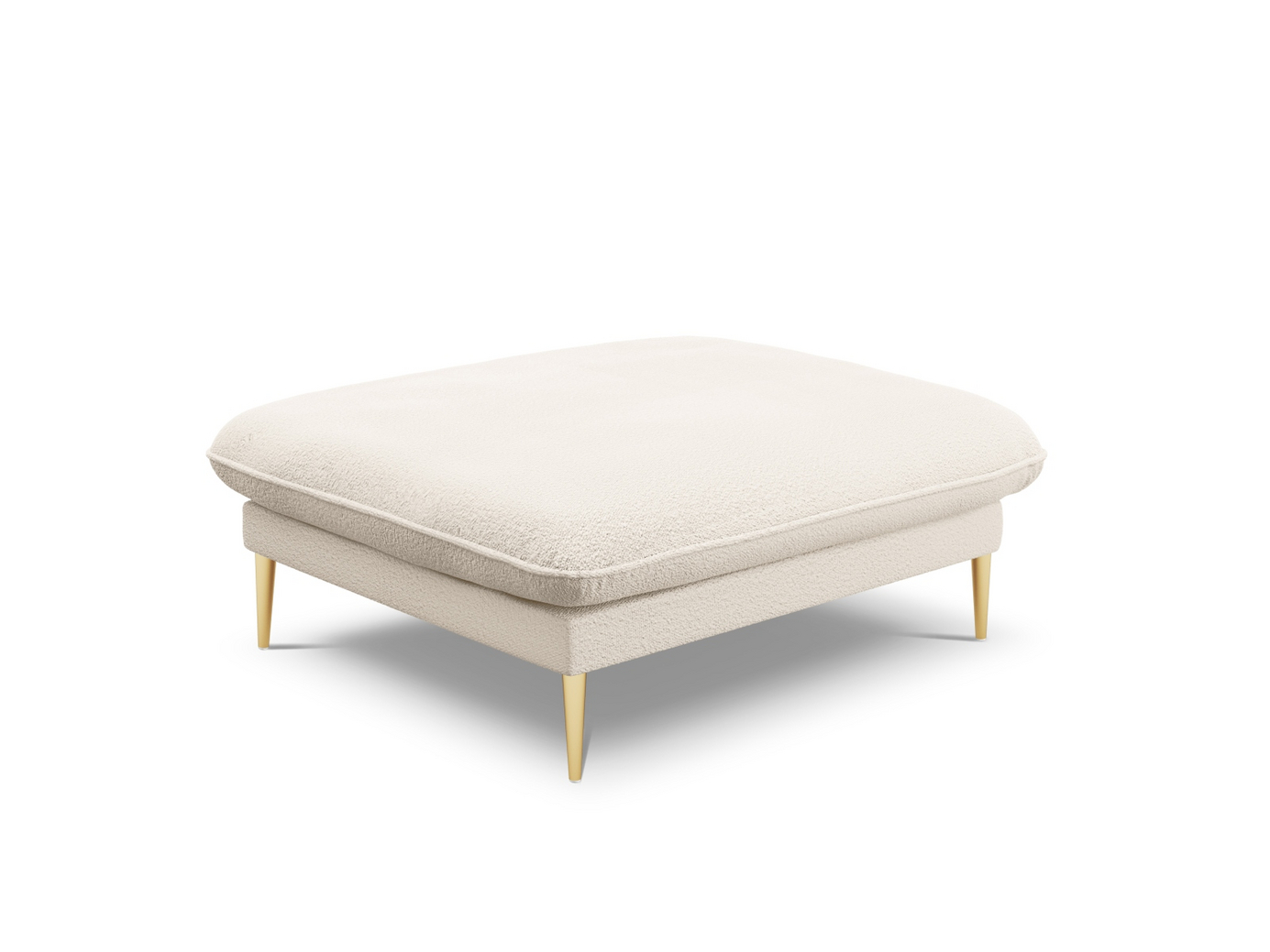 Cosmopolitan Design bouclé-puff, "Vienna", 1-seter, 93 × 73 × 43 cm, Ascot, gullfargede metallben
