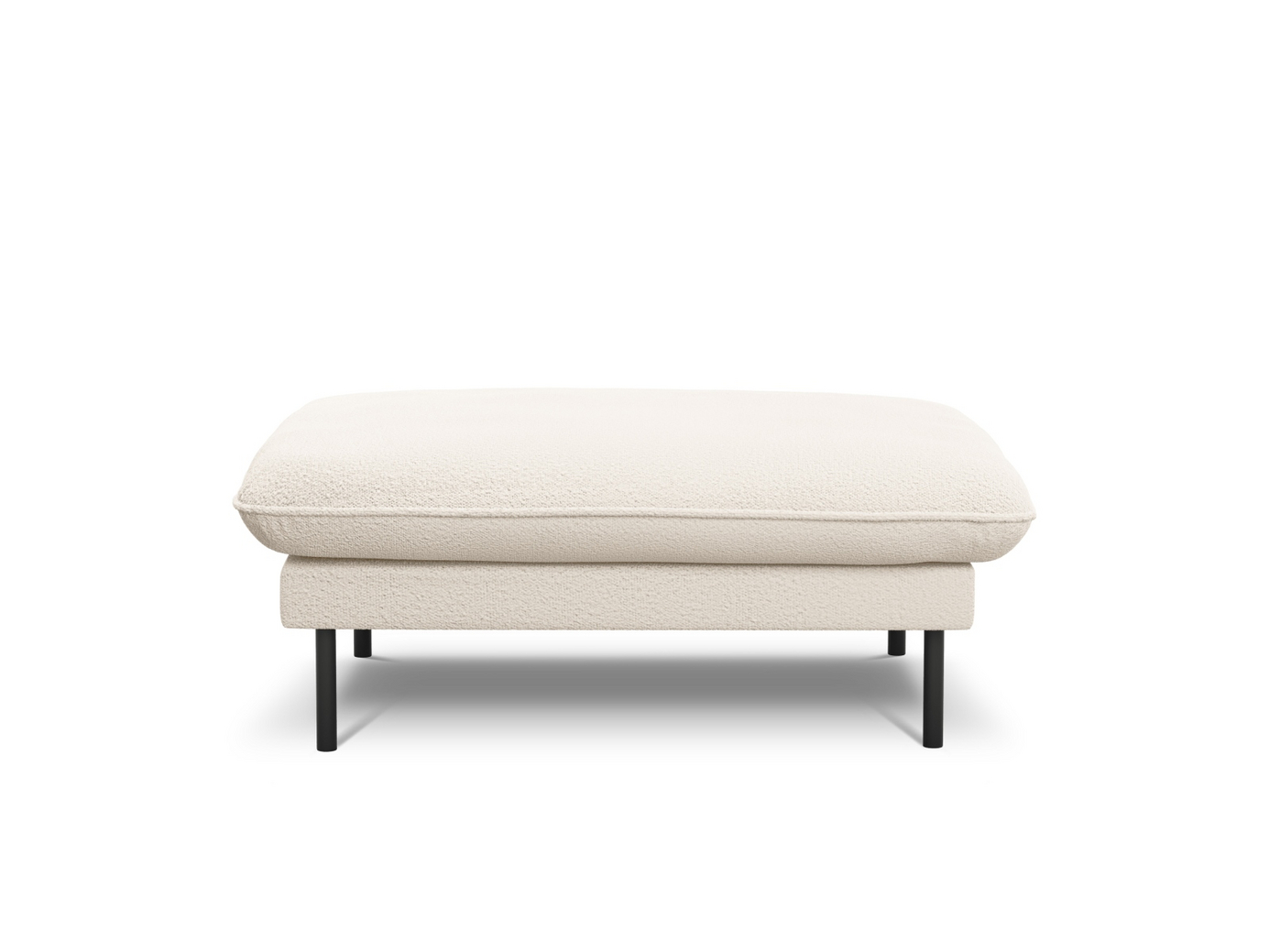 Cosmopolitan Design bouclé-puff, "Vienna", 1-seter, 93 × 73 × 43 cm, Ascot, svarte metallben
