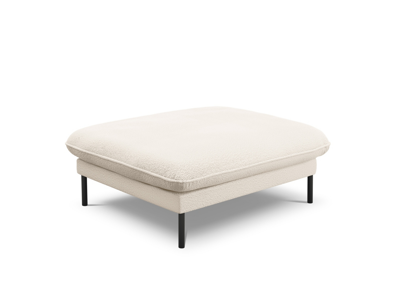 Cosmopolitan Design bouclé-puff, "Vienna", 1-seter, 93 × 73 × 43 cm, Ascot, svarte metallben