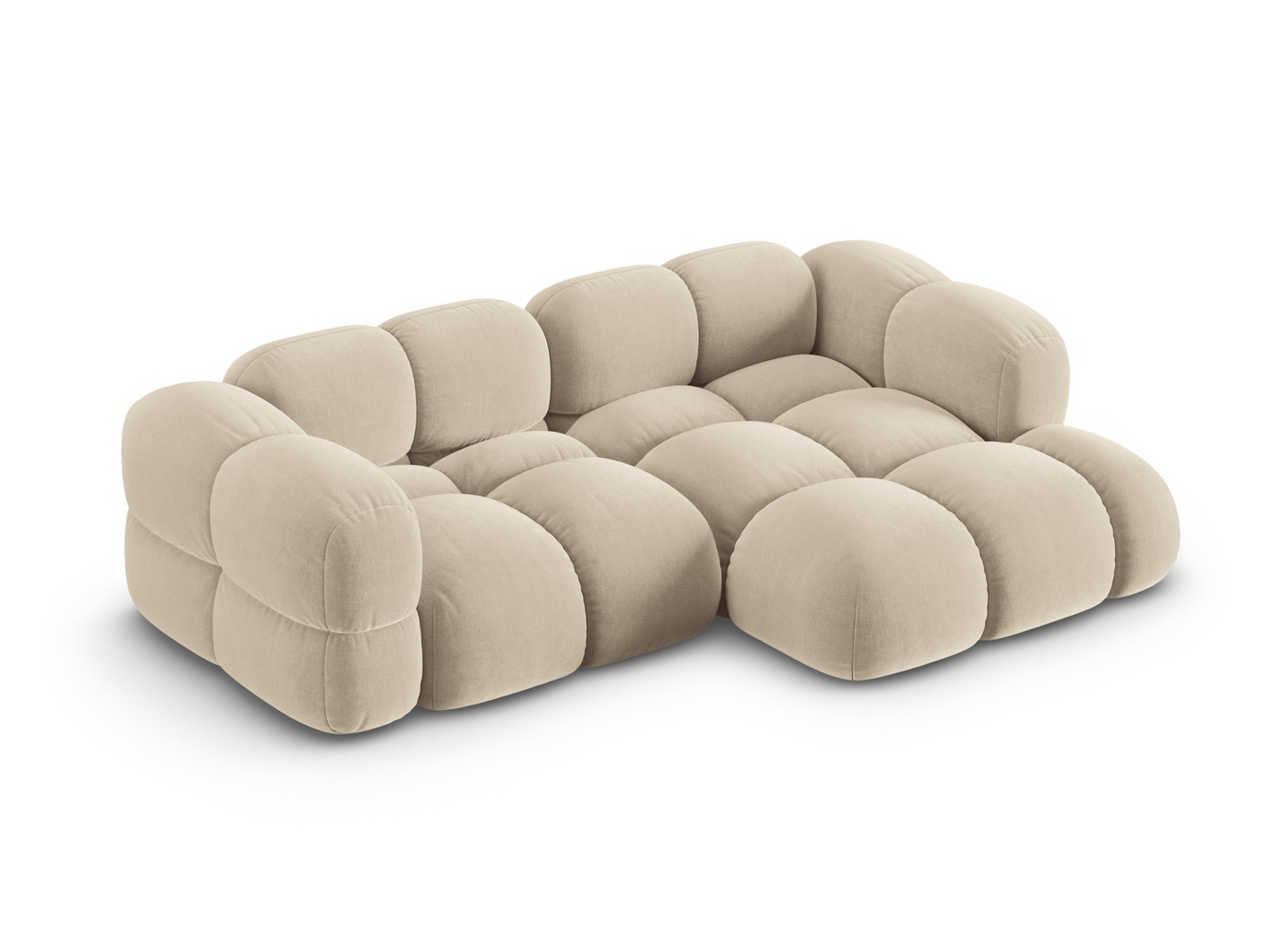 Cosmopolitan Design høyrevendt fløyelshjørnesofa, "Loretto", 3-seter, 250 × 147 × 68 cm, Vogue, svarte plastben