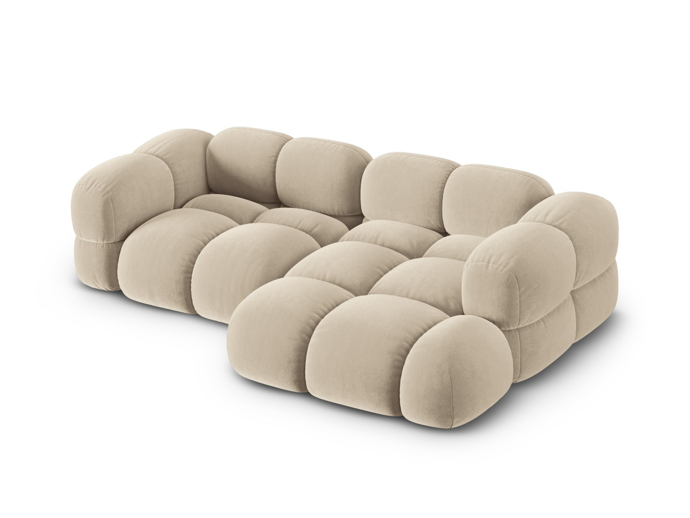 Cosmopolitan Design høyrevendt fløyelshjørnesofa, "Loretto", 3-seter, 250 × 147 × 68 cm, Vogue, svarte plastben