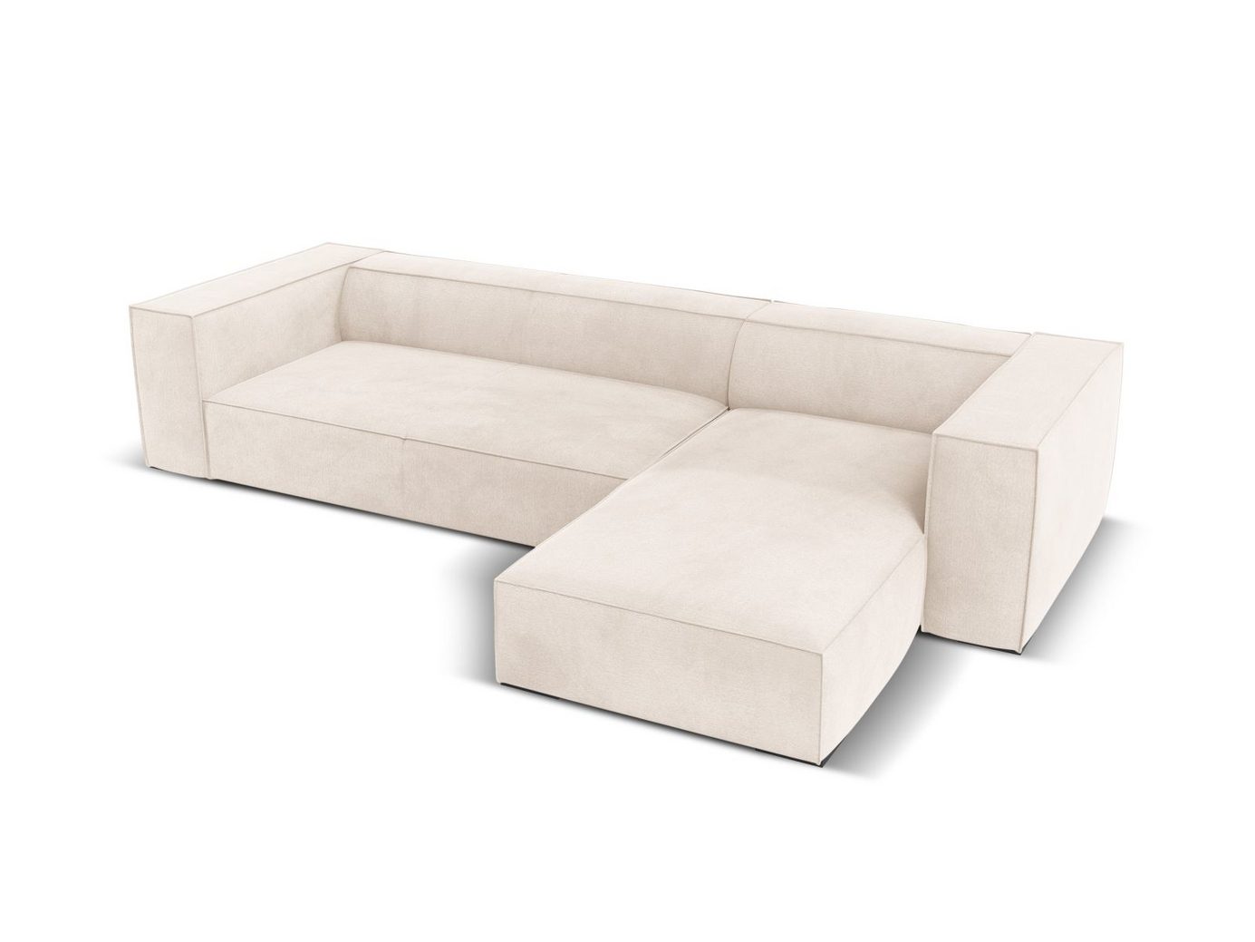 Cosmopolitan Design høyrevendt hjørnesofa, "Turin", 5-seter, 290 × 173 × 68 cm, Rosario, ben i svart bøk