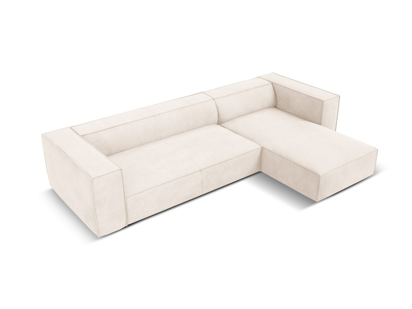 Cosmopolitan Design høyrevendt hjørnesofa, "Turin", 5-seter, 290 × 173 × 68 cm, Rosario, ben i svart bøk