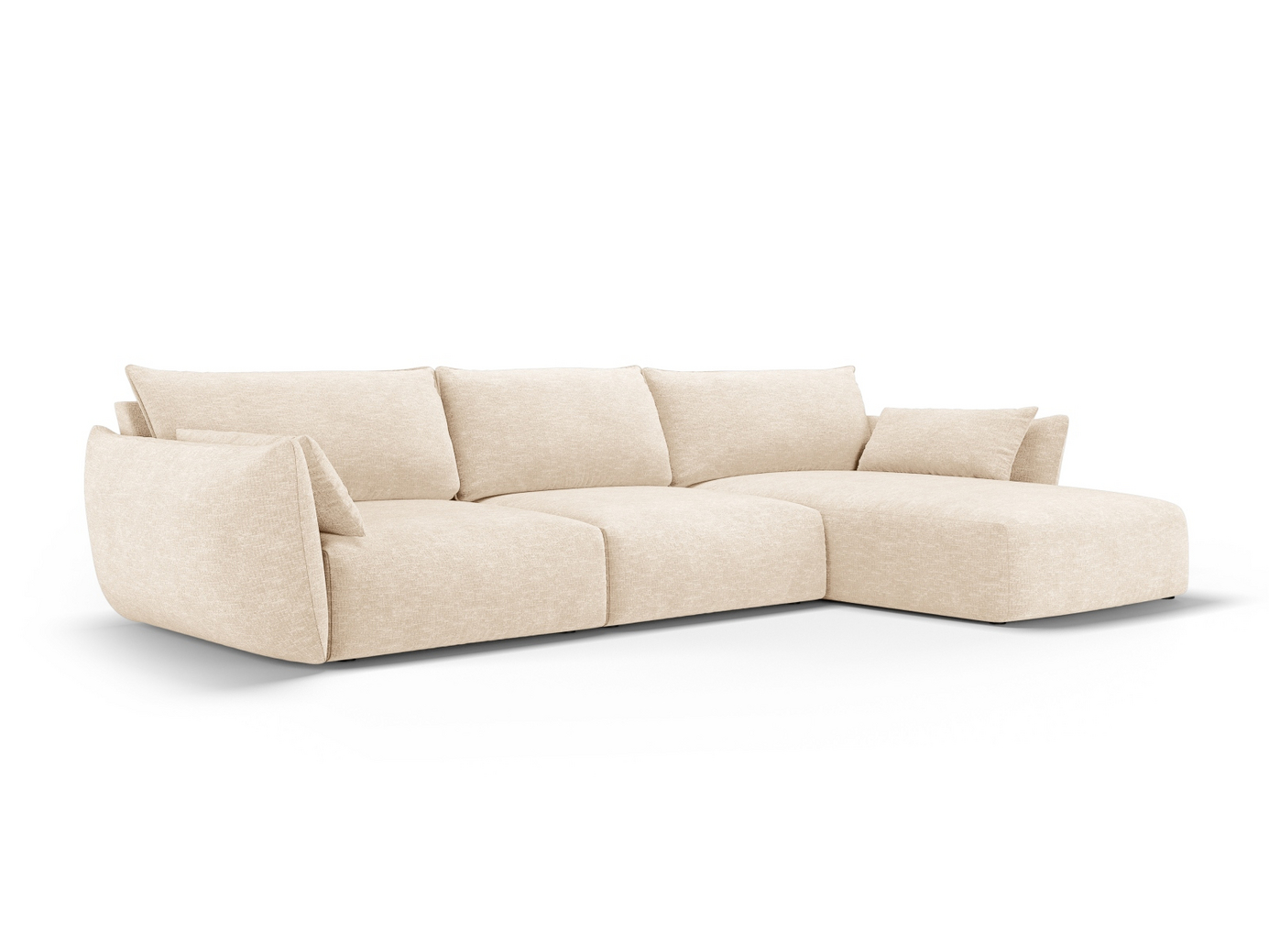 Cosmopolitan Design høyrevendt hjørnesofa, "Matera", 4-seter, 308 × 171 × 85 cm, Haga, svarte plastben