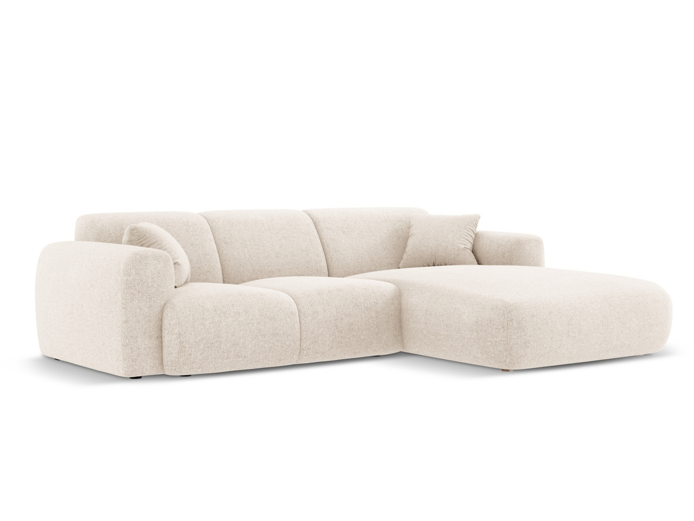 Cosmopolitan Design høyrevendt hjørnesofa, "Nolio", 4-seter, 260 × 170 × 72 cm, Haga, svarte plastben