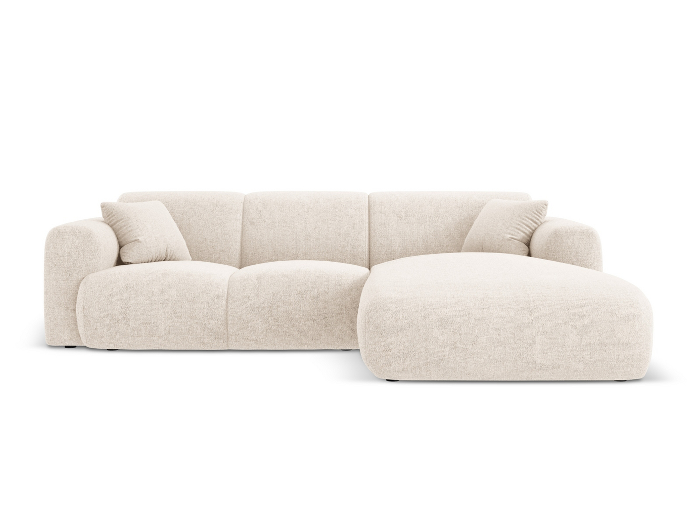 Cosmopolitan Design høyrevendt hjørnesofa, "Nolio", 4-seter, 260 × 170 × 72 cm, Haga, svarte plastben