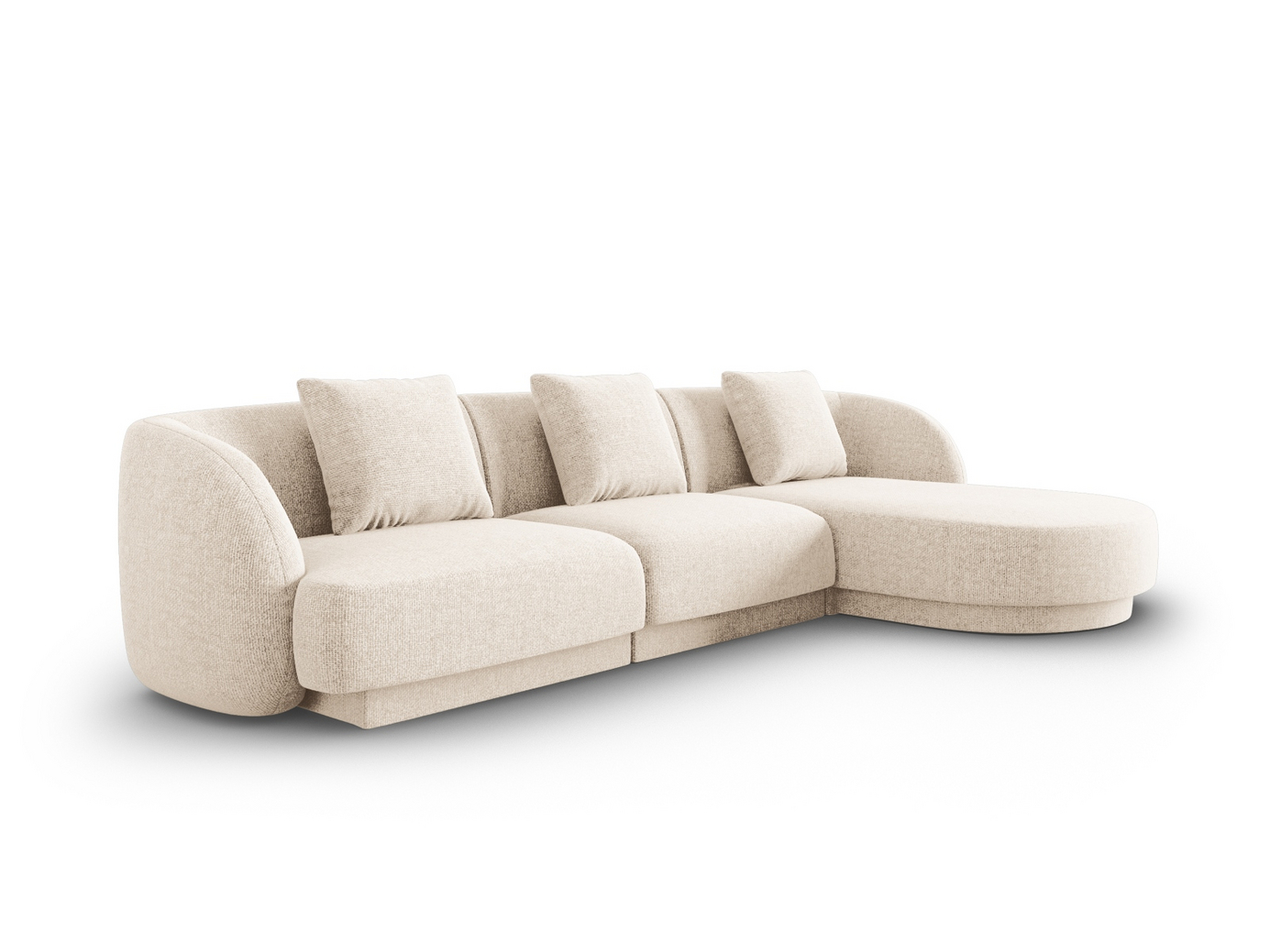 Cosmopolitan Design høyrevendt hjørnesofa, "Tulum", 4-seter, 255 × 156 × 70 cm, Haga, svarte plastben