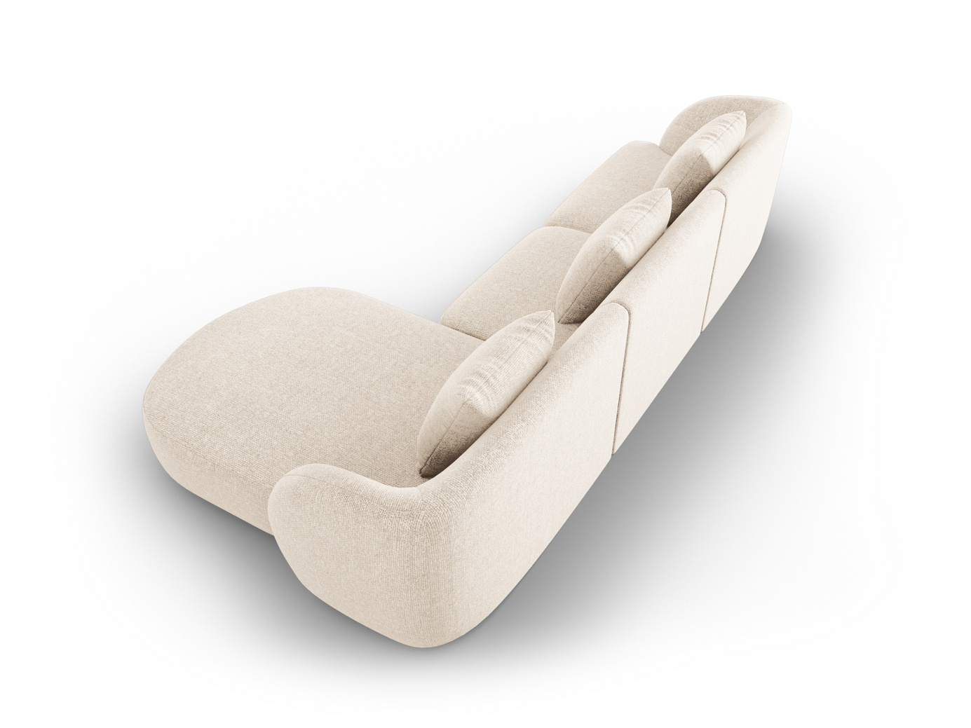 Cosmopolitan Design høyrevendt hjørnesofa, "Tulum", 4-seter, 255 × 156 × 70 cm, Haga, svarte plastben