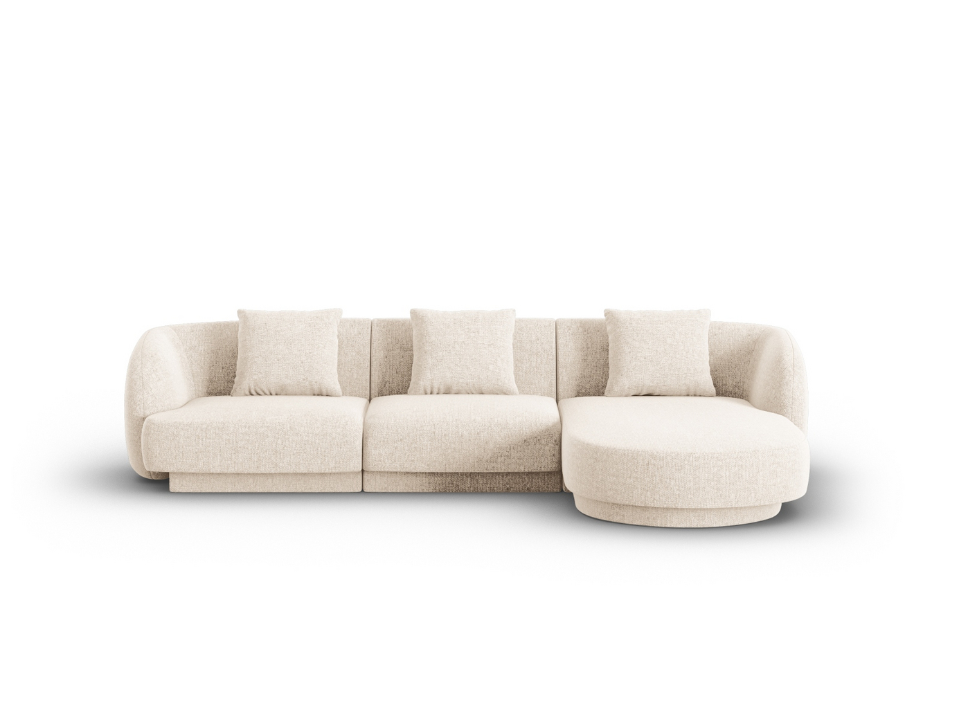 Cosmopolitan Design høyrevendt hjørnesofa, "Tulum", 4-seter, 255 × 156 × 70 cm, Haga, svarte plastben