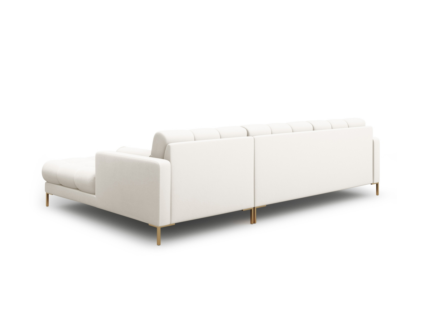 Cosmopolitan Design høyrevendt hjørnesofa, "Bali", 5-seter, 293 × 185 × 75 cm, Neve, gullfargede metallben