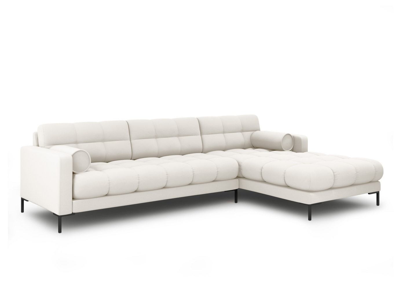 Cosmopolitan Design høyrevendt hjørnesofa, "Bali", 5-seter, 293 × 185 × 75 cm, Neve, svarte metallben