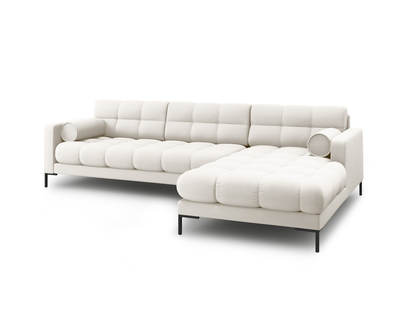 Cosmopolitan Design høyrevendt hjørnesofa, "Bali", 5-seter, 293 × 185 × 75 cm, Neve, svarte metallben