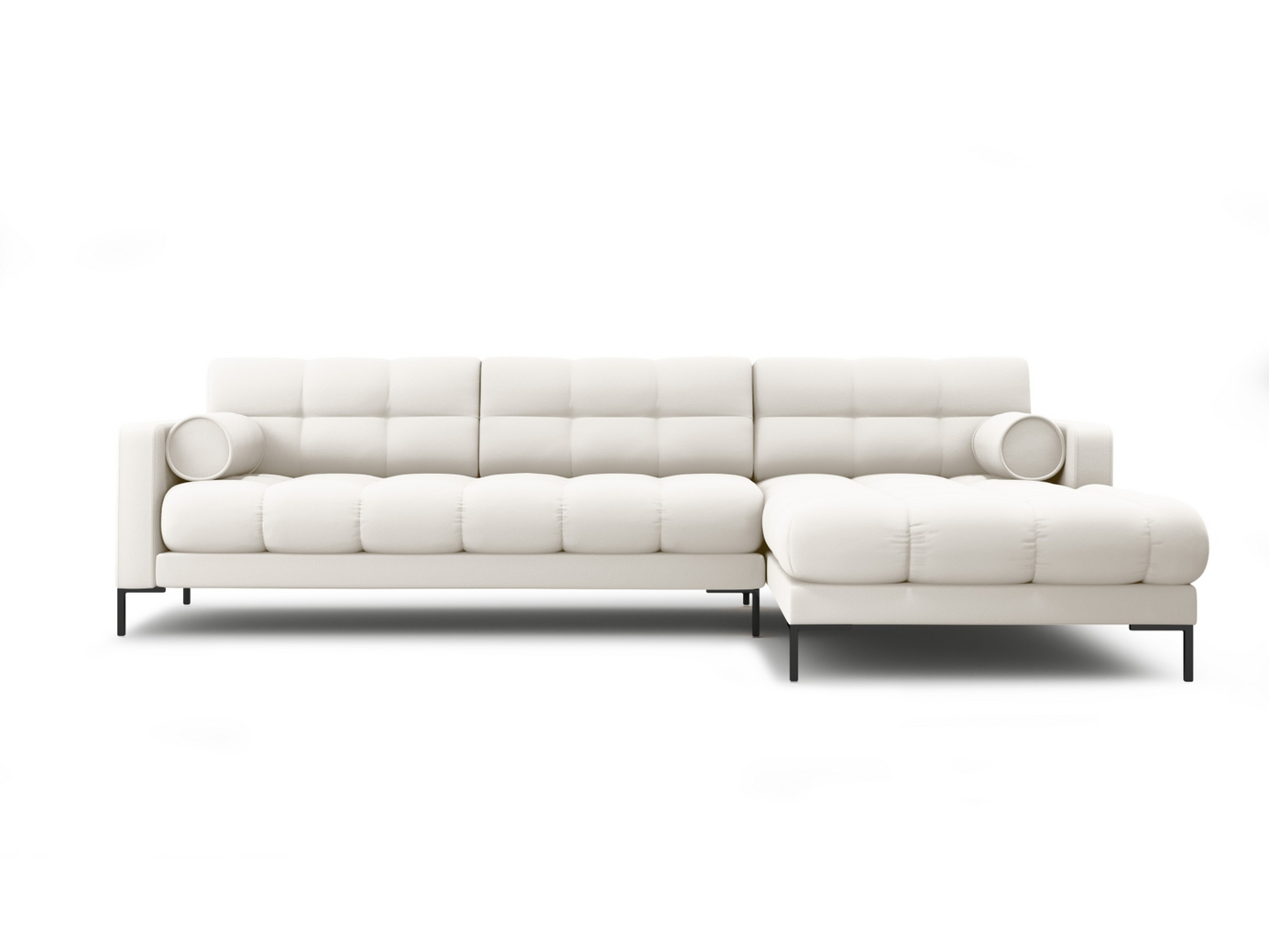 Cosmopolitan Design høyrevendt hjørnesofa, "Bali", 5-seter, 293 × 185 × 75 cm, Neve, svarte metallben