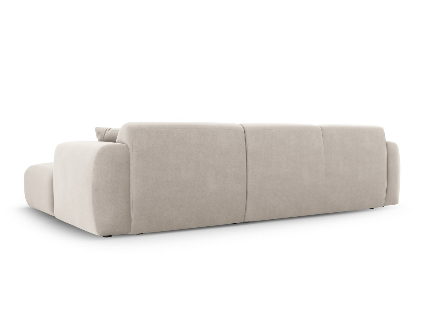 Cosmopolitan Design høyrevendt fløyelshjørnesofa, "Nolio", 4-seter, 260 × 170 × 72 cm, Casino, svarte plastben