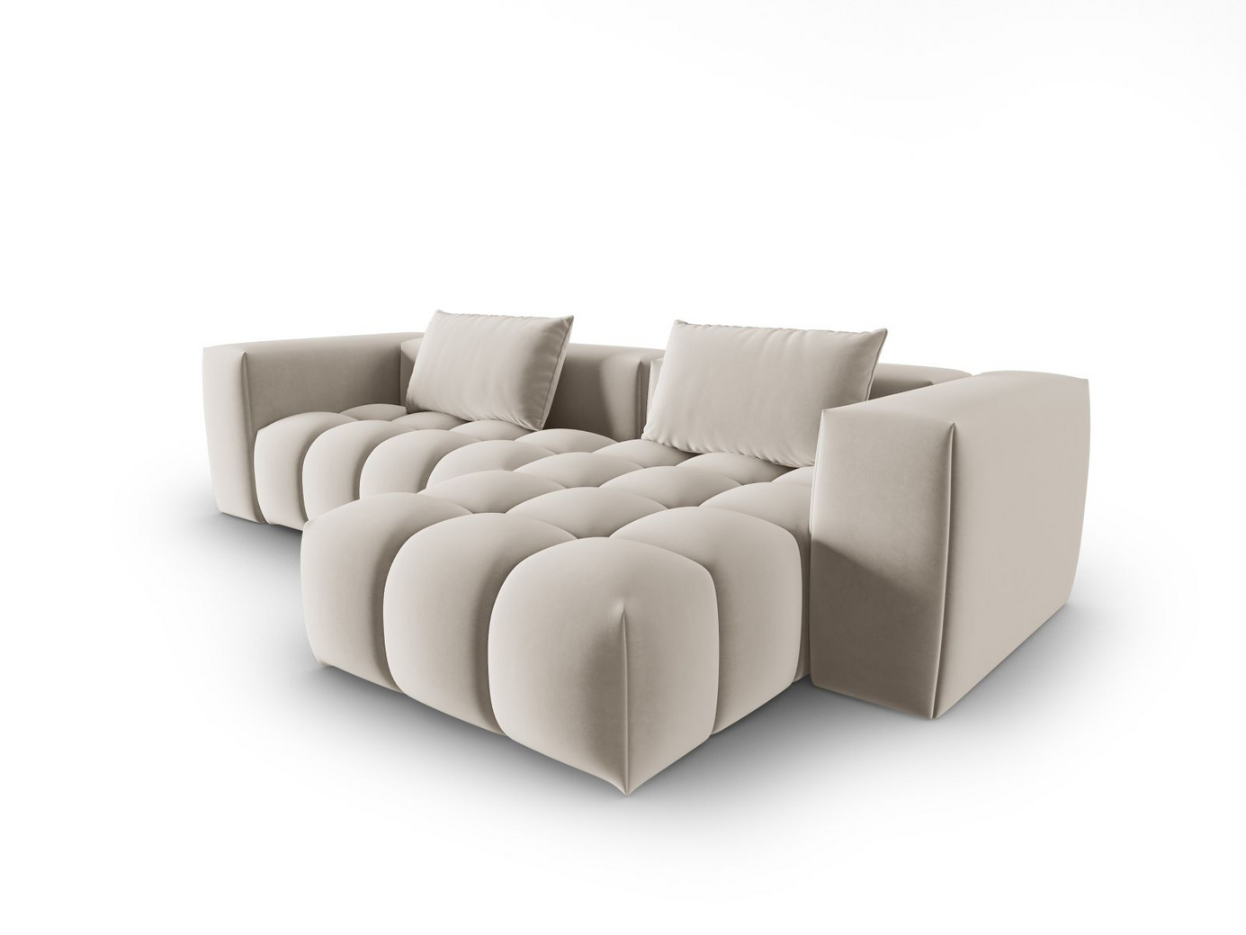 Cosmopolitan Design høyrevendt fløyelsmodulhjørnesofa, "Verona", 3-seter, 260 × 145 × 70 cm, Casino, svarte plastben