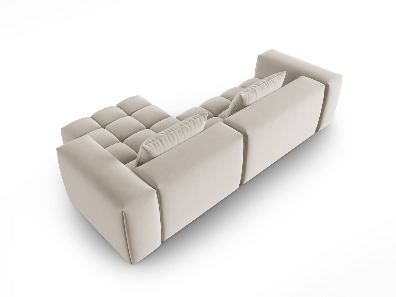 Cosmopolitan Design høyrevendt fløyelsmodulhjørnesofa, "Verona", 3-seter, 260 × 145 × 70 cm, Casino, svarte plastben