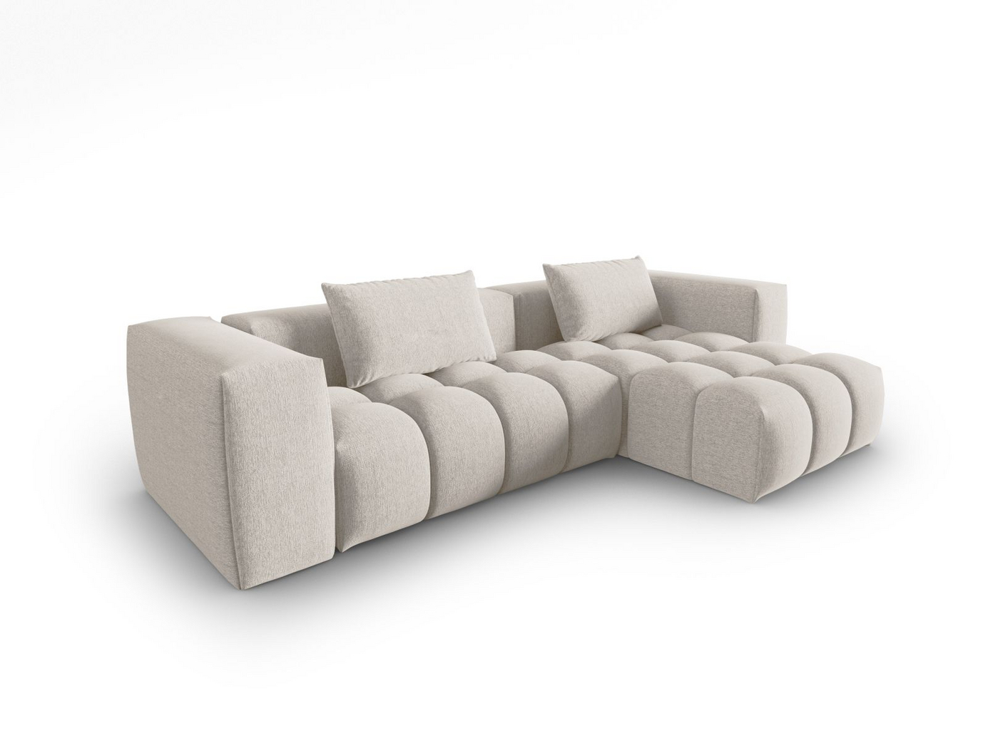 Cosmopolitan Design høyrevendt modulhjørnesofa, "Verona", 3-seter, 260 × 145 × 70 cm, Sorella, svarte plastben