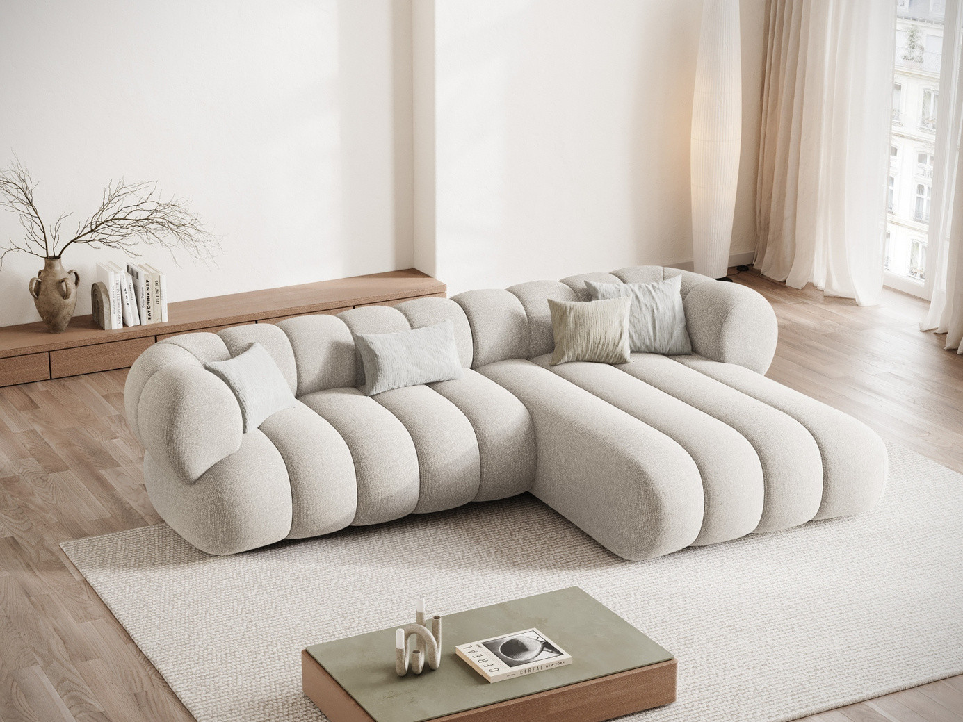 Cosmopolitan Design høyrevendt hjørnesofa, "Koge", 5-seter, 270 × 165 × 70 cm, Eden 10, svarte plastben