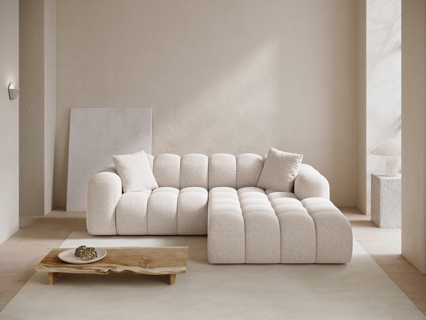 Cosmopolitan Design høyrevendt hjørnesofa, "Treno", 3-seter, 240 × 184 × 70 cm, Eden 10, svarte plastben
