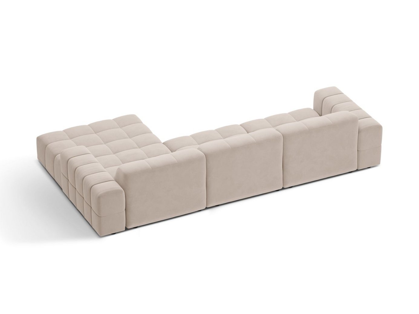 Cosmopolitan Design høyrevendt fløyelshjørnesofa, "Chicago", 4-seter, 294 × 167 × 78 cm, Venus, svarte plastben