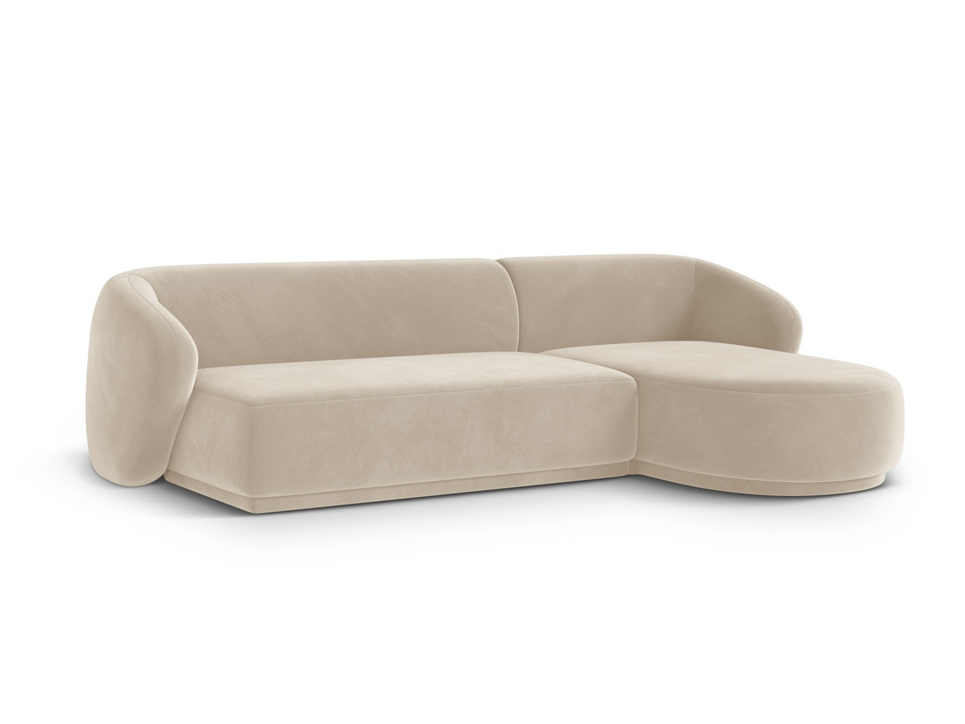 Cosmopolitan Design høyrevendt fløyelshjørnesofa, "Gomera", 4-seter, 260 × 155 × 74 cm, Salvador, svarte plastben
