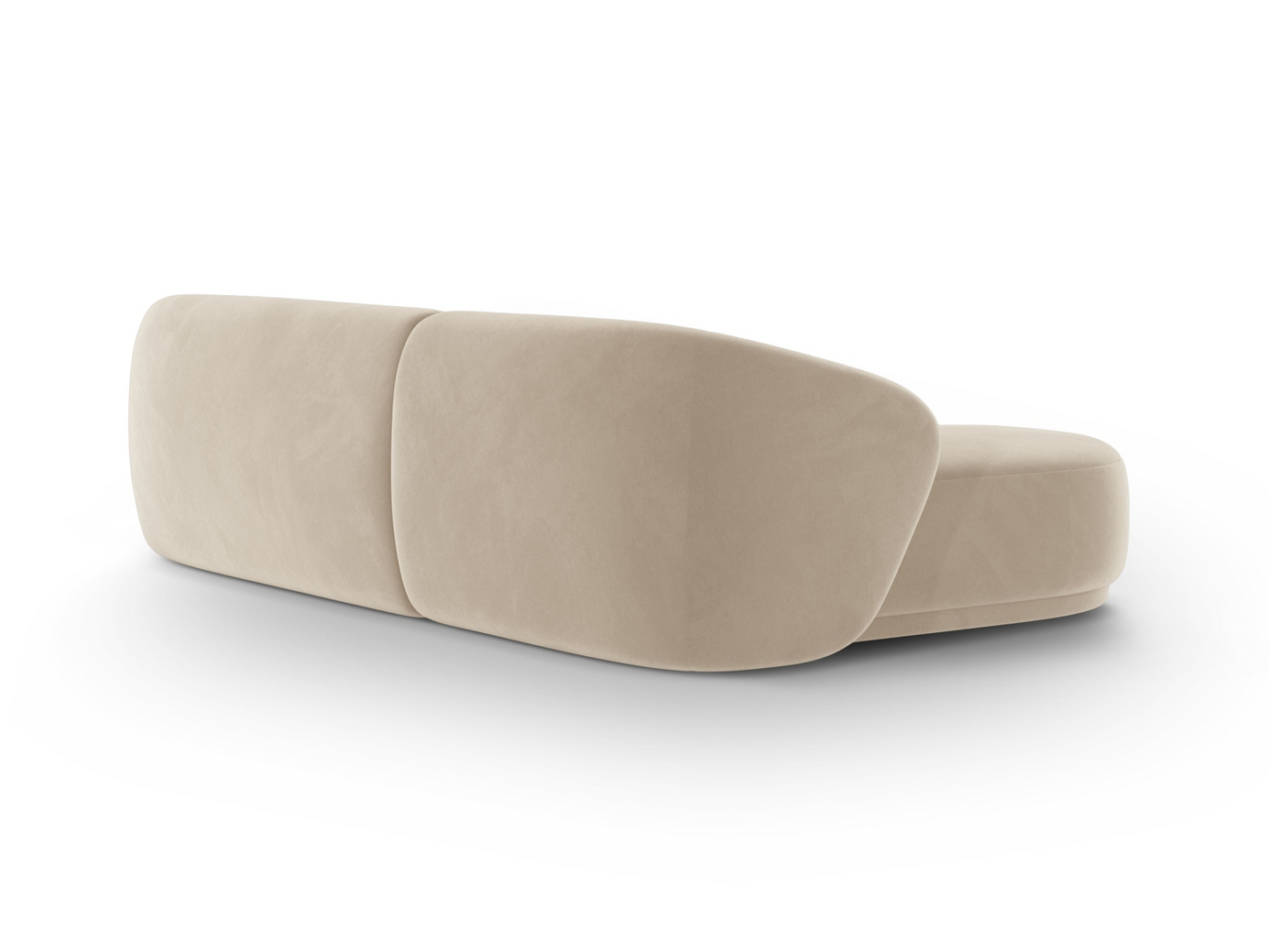 Cosmopolitan Design høyrevendt fløyelshjørnesofa, "Gomera", 4-seter, 260 × 155 × 74 cm, Salvador, svarte plastben