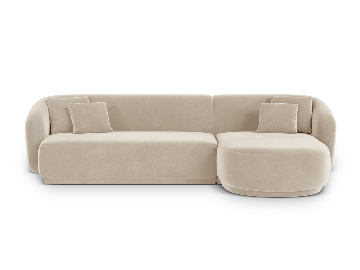 Cosmopolitan Design høyrevendt fløyelshjørnesofa, "Gomera", 4-seter, 260 × 155 × 74 cm, Salvador, svarte plastben