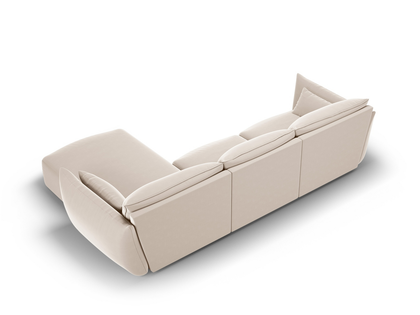 Cosmopolitan Design høyrevendt fløyelshjørnesofa, "Matera", 4-seter, 308 × 171 × 85 cm, Salvador, svarte plastben