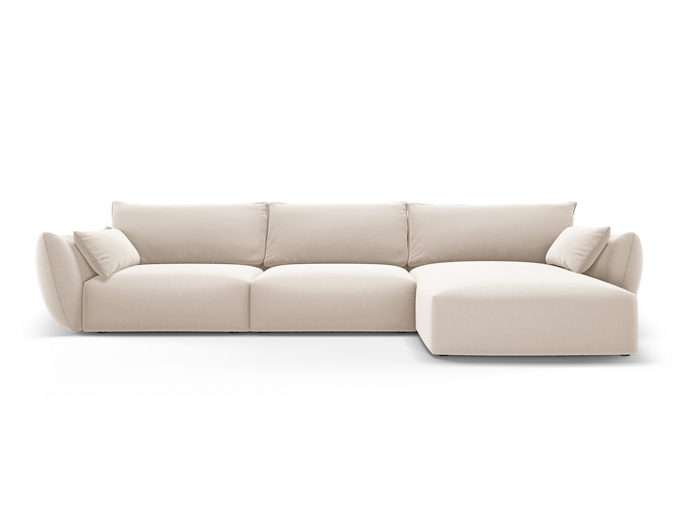 Cosmopolitan Design høyrevendt fløyelshjørnesofa, "Matera", 4-seter, 308 × 171 × 85 cm, Salvador, svarte plastben