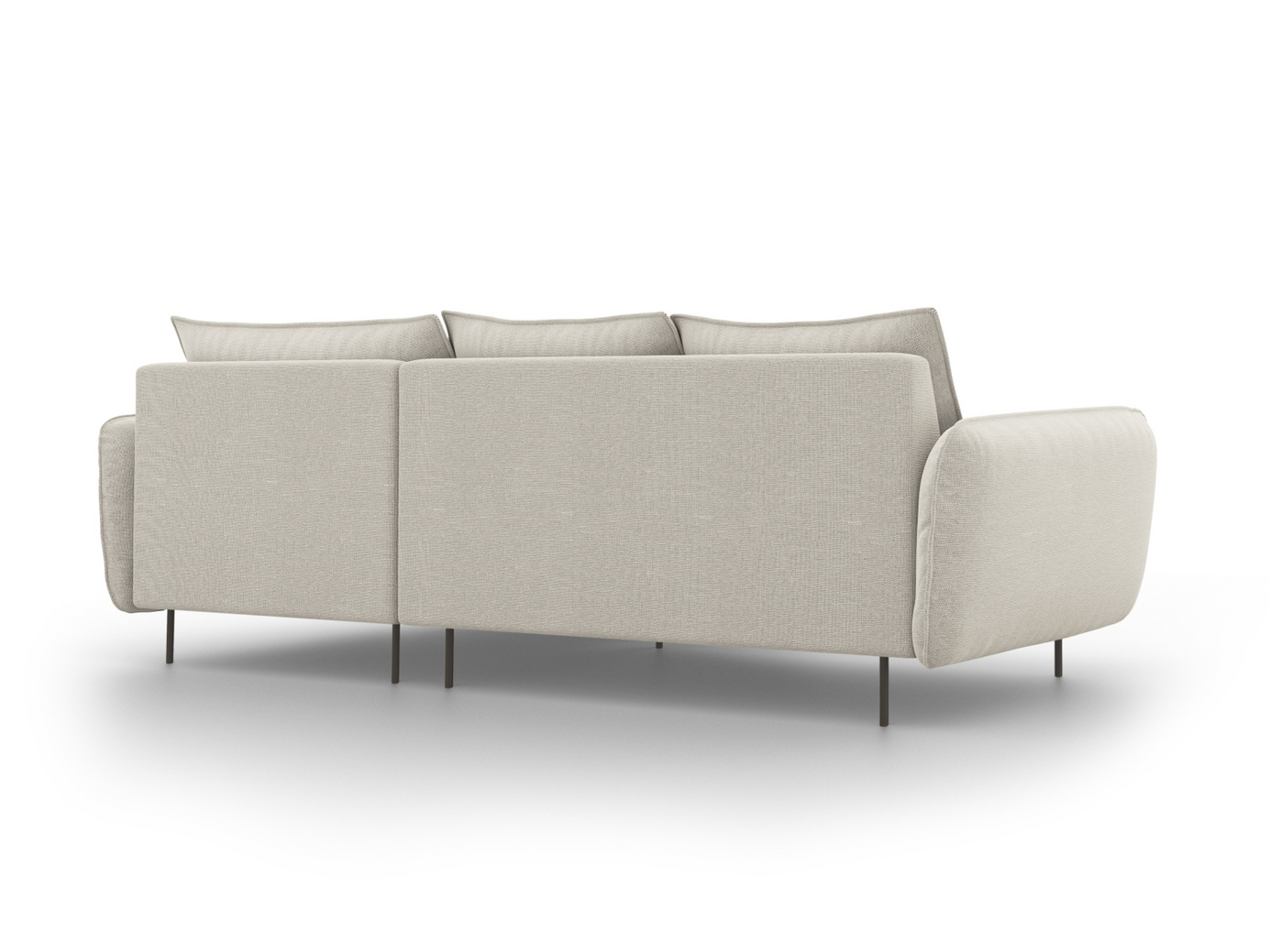 Cosmopolitan Design høyrevendt hjørnesofa, "Vienna", 5-seter, 255 × 170 × 95 cm, Positano, svarte metallben