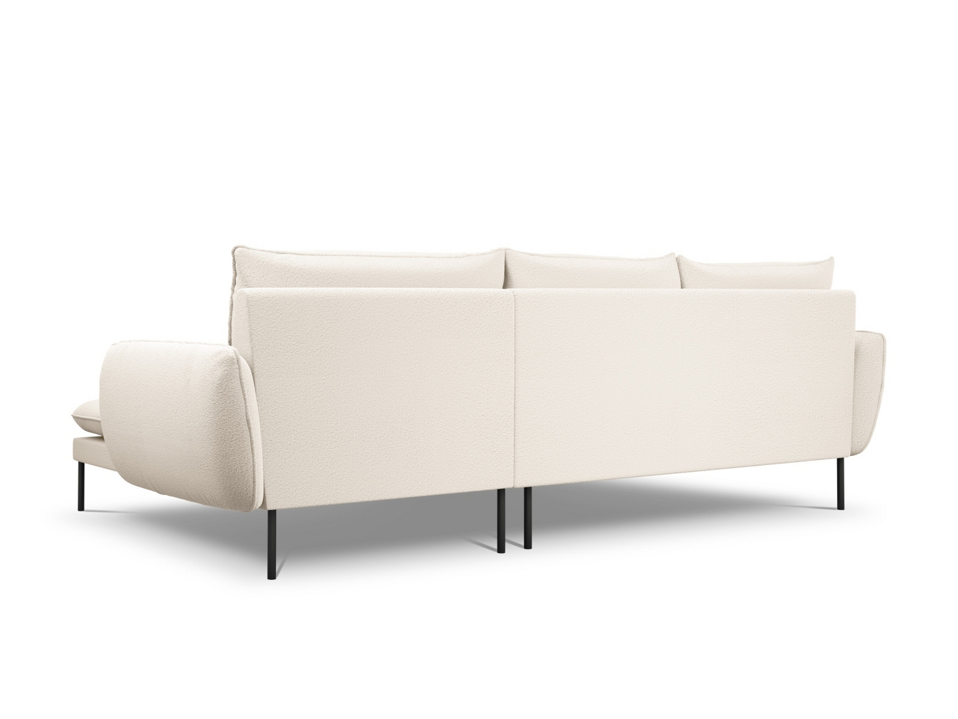 Cosmopolitan Design høyrevendt bouclé-hjørnesofa, "Vienna", 5-seter, 255 × 170 × 95 cm, Ascot, svarte metallben