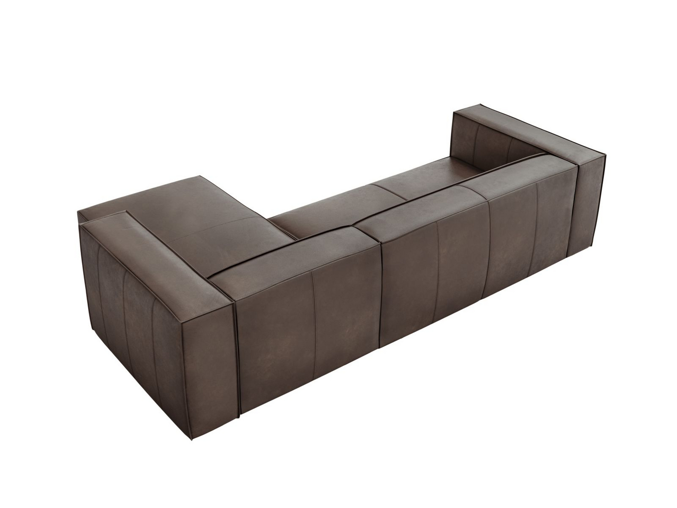 Cosmopolitan Design høyrevendt ekte skinn hjørnesofa, "Turin", 5-seter, 290 × 173 × 68 cm, Granada, ben i svart bøk