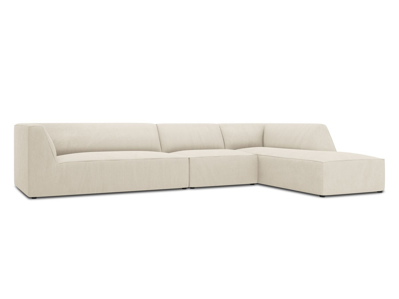 Cosmopolitan Design høyrevendt modulhjørnesofa, "Siena", 5-seter, 366 × 180 × 69 cm, Scala, svarte plastben