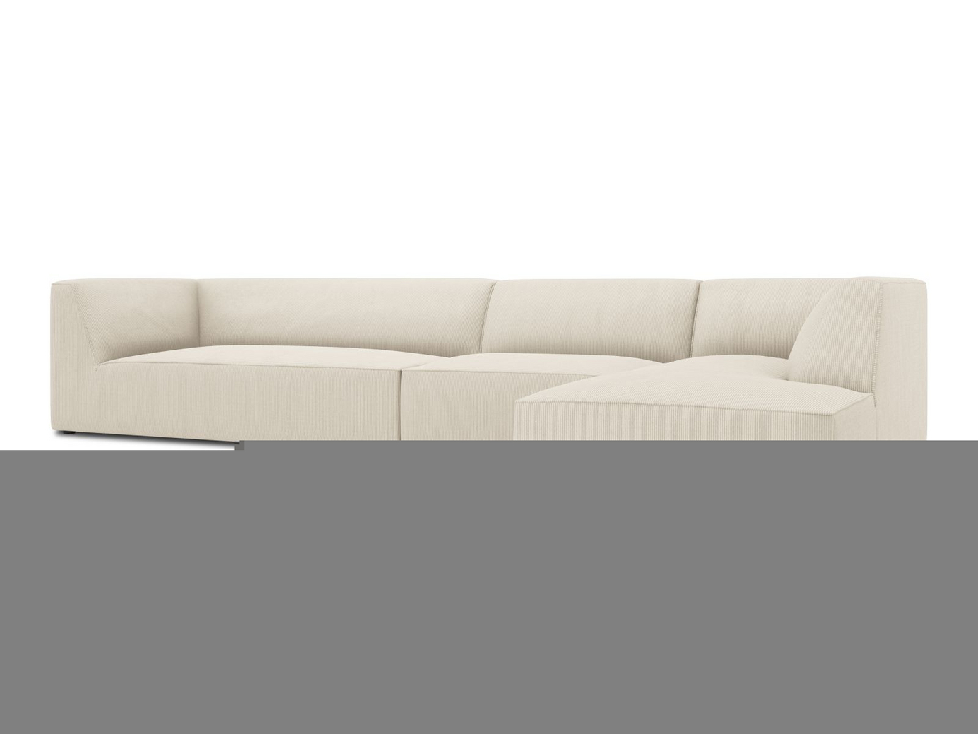 Cosmopolitan Design høyrevendt modulhjørnesofa, "Siena", 5-seter, 366 × 180 × 69 cm, Scala, svarte plastben