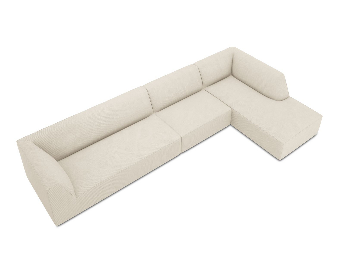 Cosmopolitan Design høyrevendt modulhjørnesofa, "Siena", 5-seter, 366 × 180 × 69 cm, Scala, svarte plastben