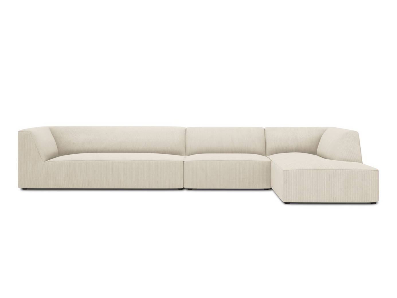 Cosmopolitan Design høyrevendt modulhjørnesofa, "Siena", 5-seter, 366 × 180 × 69 cm, Scala, svarte plastben