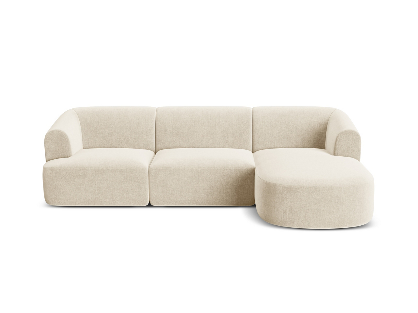 Cosmopolitan Design høyrevendt fløyelsmodulhjørnesofa, "Campi", 4-seter, 256 × 156 × 70 cm, Vogue, svarte plastben