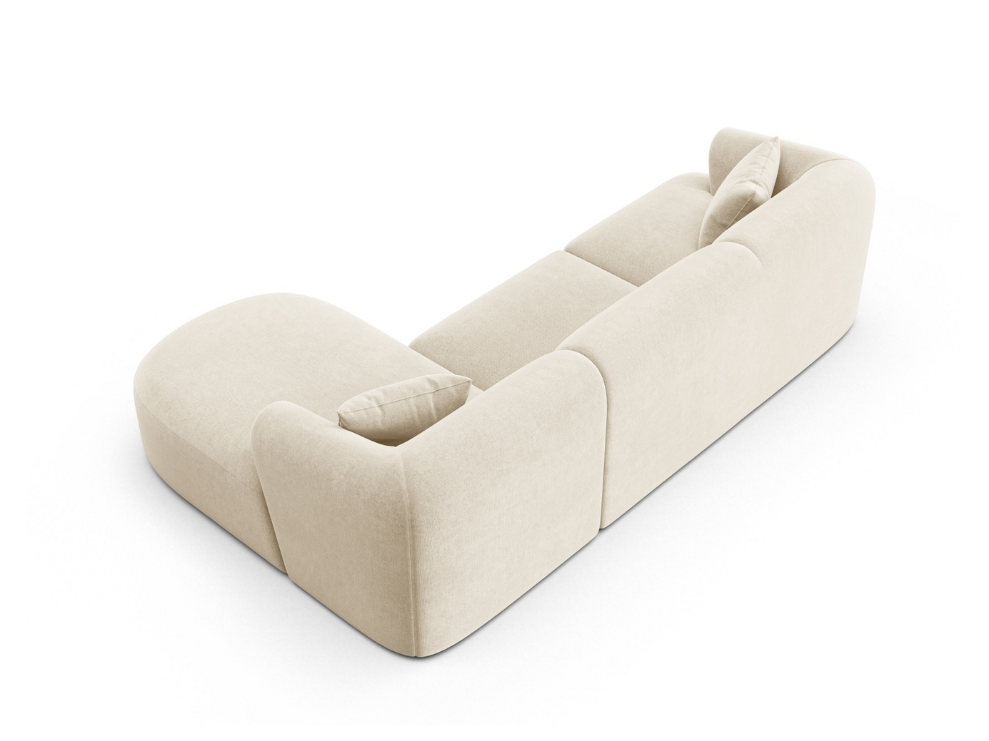 Cosmopolitan Design høyrevendt fløyelsmodulhjørnesofa, "Campi", 4-seter, 256 × 156 × 70 cm, Vogue, svarte plastben