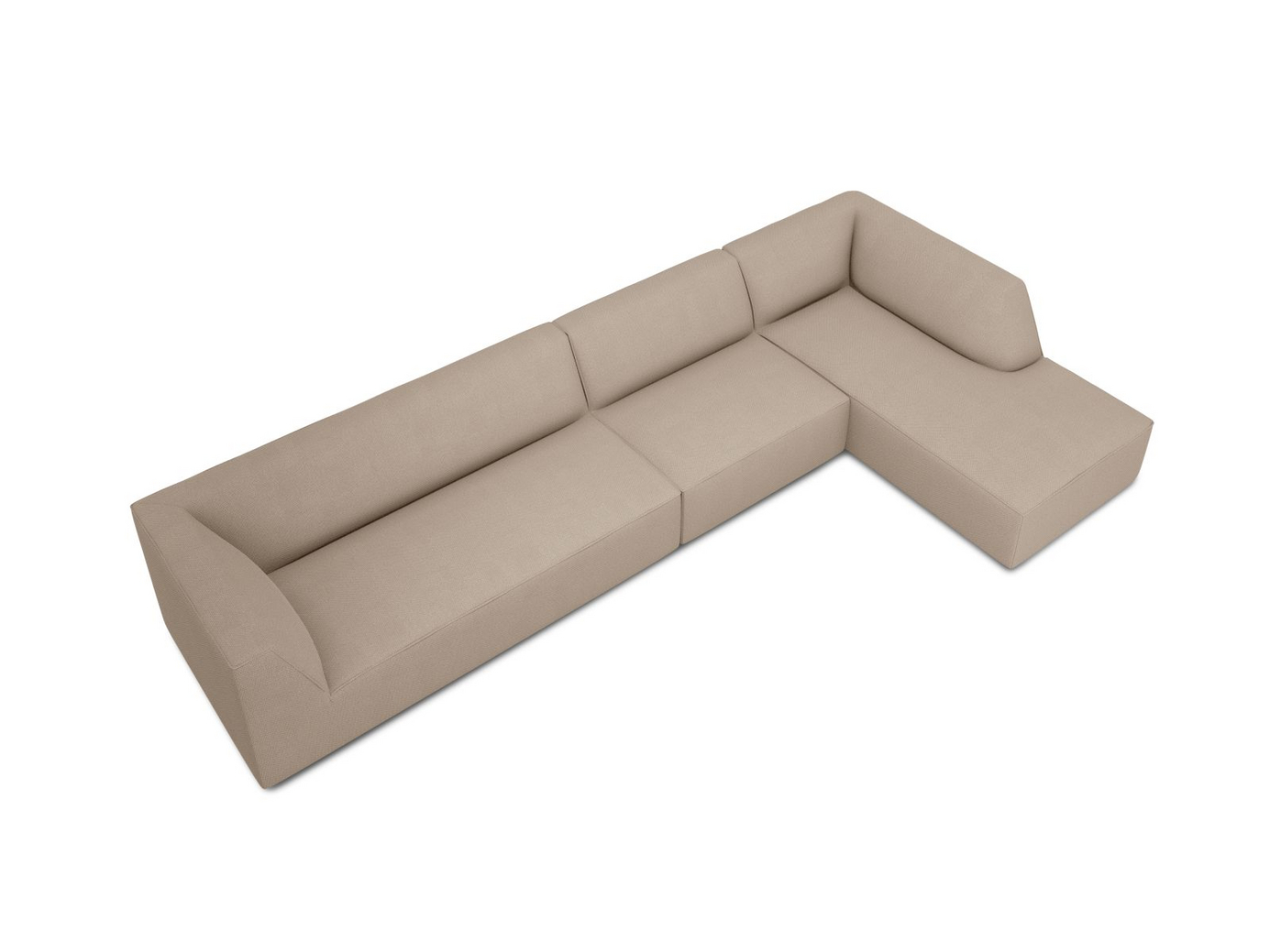 Cosmopolitan Design høyrevendt modulhjørnesofa, "Siena", 5-seter, 366 × 180 × 69 cm, Ottawa, svarte plastben
